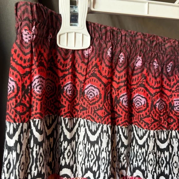 ELEMENTZ Patterned Maxi Skirt Ribbon Detail 100% Cotton Boho Eclectic MEDIUM - Picture 5 of 7